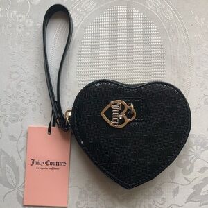 Juicy Couture Liquorice Black Heart Shaped Wristlet Coin Wallet Small Clutch NWT
